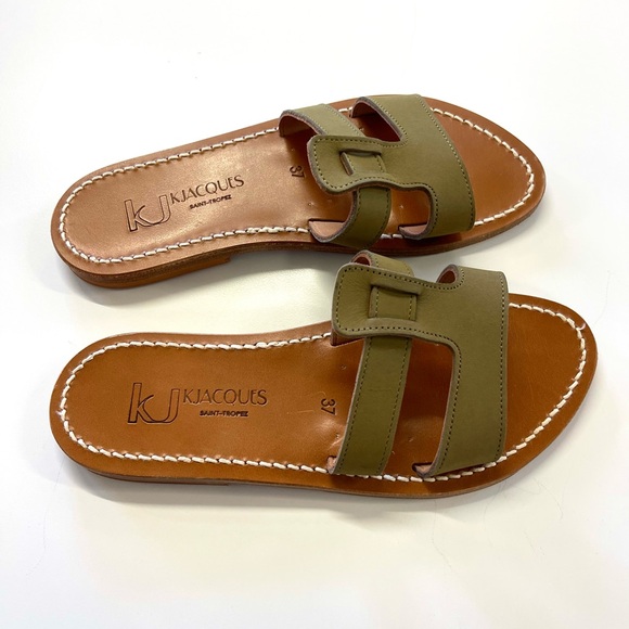 K Jacques St Tropez Menandre Leather Slides / Sandals sz 37 - Picture 2 of 7